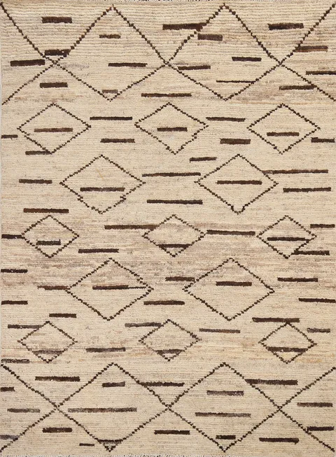 Geometric Wool Moroccan Handmade Oriental Rug 5x6