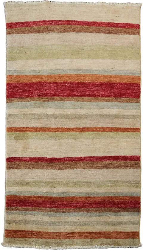 Natural Striped Rug Showcasing Warm Earthy and Bold Red Tones 3'x5'