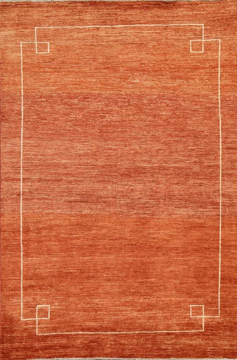 Orange Wool Gabbeh Kashkoli Oriental Handmade Rug 5x6
