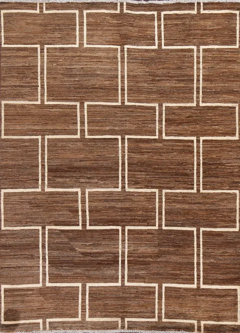 Brown Wool Gabbeh Kashkoli Oriental Area Rug 5x6