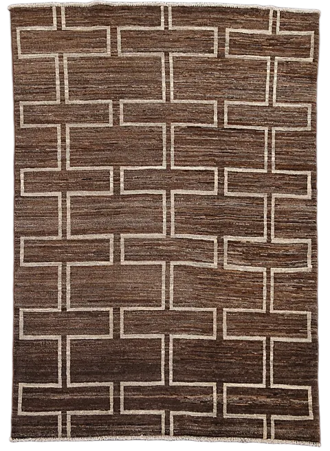 Brown Wool Gabbeh Kashkoli Oriental Area Rug 5x6