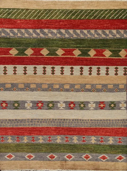 Tribal Wool Gabbeh Kashkoli Oriental Area Rug 5x6