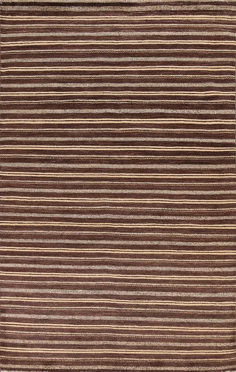 Striped Wool Gabbeh Kashkoli Oriental Area Rug 6x9