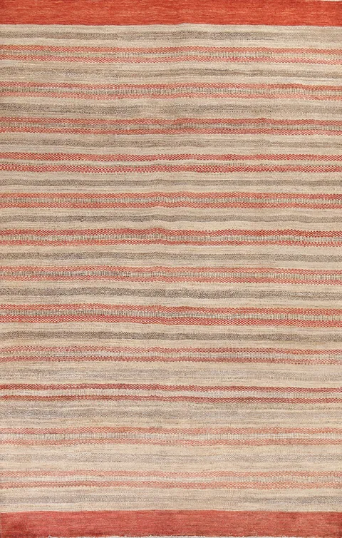 Striped Gabbeh Kashkoli Oriental Wool Rug 7x10
