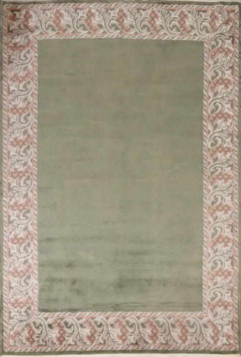 Green Wool Nepalese Handmade Oriental Rug 6x8