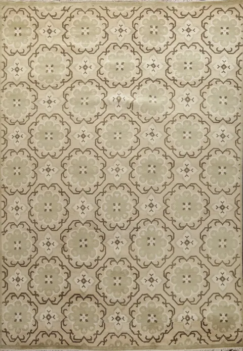 Green Wool Abstract Oriental Area Rug 8x11