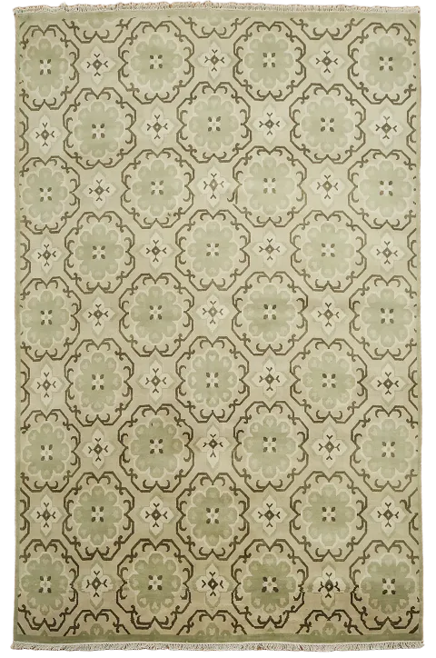 Green Wool Abstract Oriental Area Rug 8x11