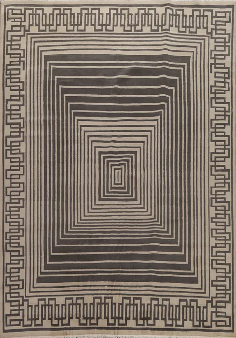 Hand-Knotted Wool Modern Oriental Area Rug 8x10