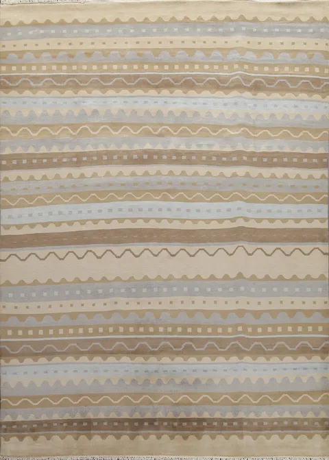 Striped Wool Abstract Oriental Area Rug 8x10