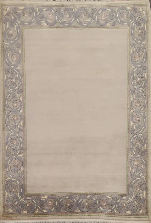 Wool Beige Nepalese Oriental Handmade Rug 3x5