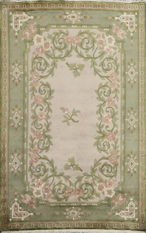 Floral Wool Nepalese Oriental Handmade Rug 4x6