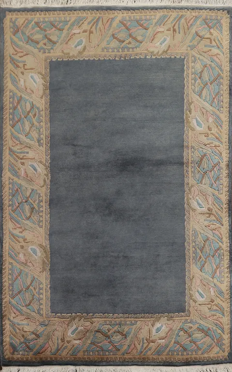 Wool Bordered Nepalese Oriental Handmade Rug 4x5
