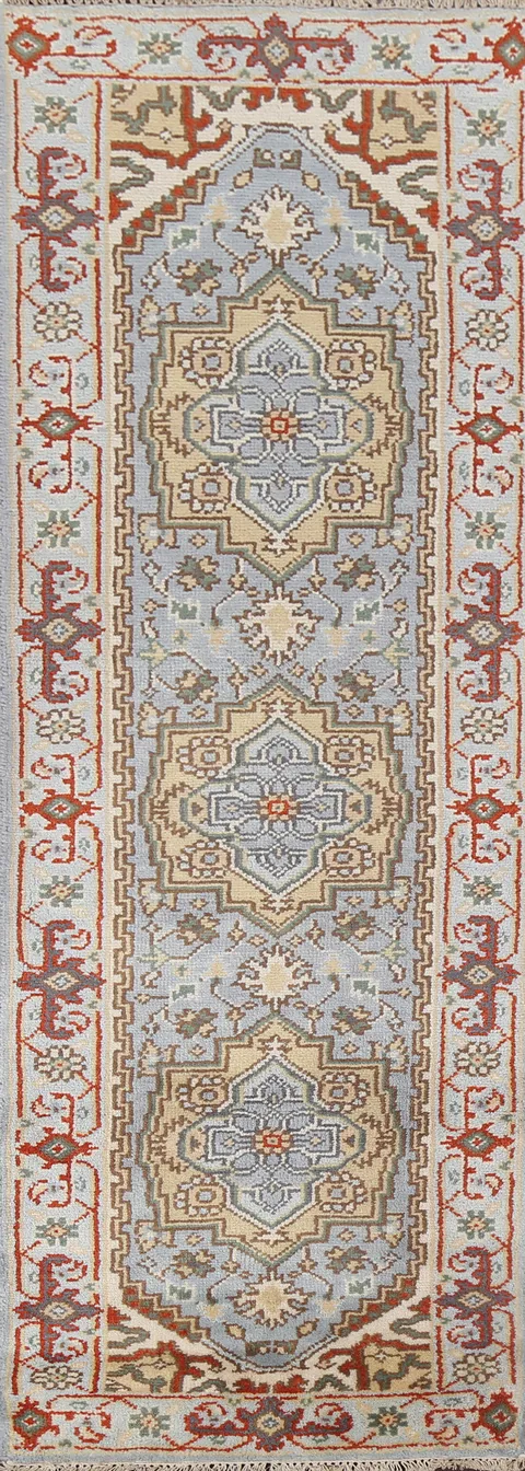 Handmade Wool Heriz Serapi Oriental Runner Rug 3x8