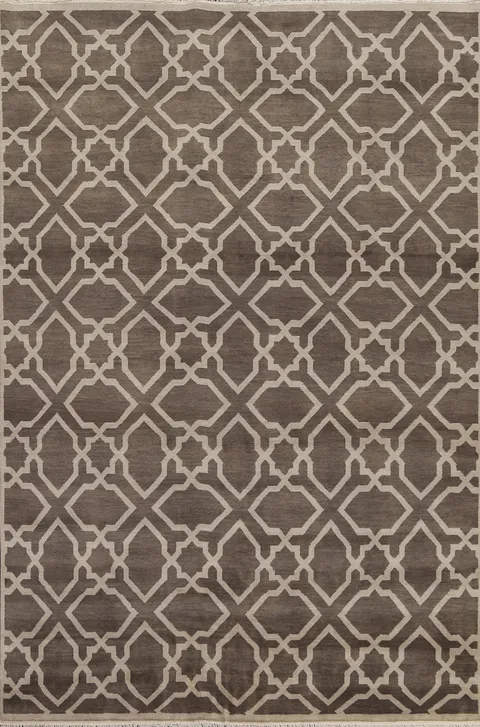 Brown Geometric Modern Oriental Area Rug 8x10