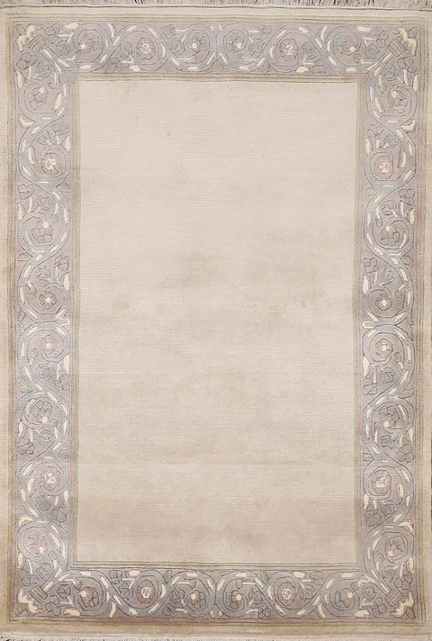 Beige Wool Nepalese Oriental Area Rug 4x5