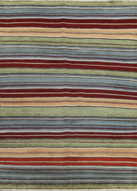 Striped Wool Gabbeh Oriental Area Rug 8x10