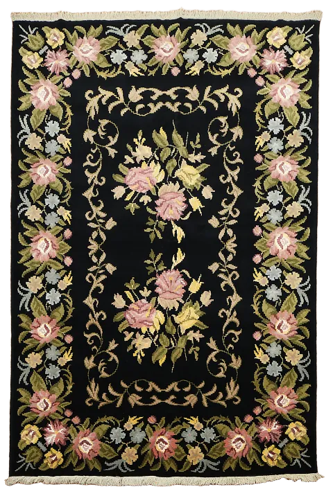 Vegetable Dye Wool/ Silk Aubusson Oriental Area Rug 7x10