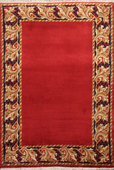 Red Wool Nepalese Oriental Rug 4x5