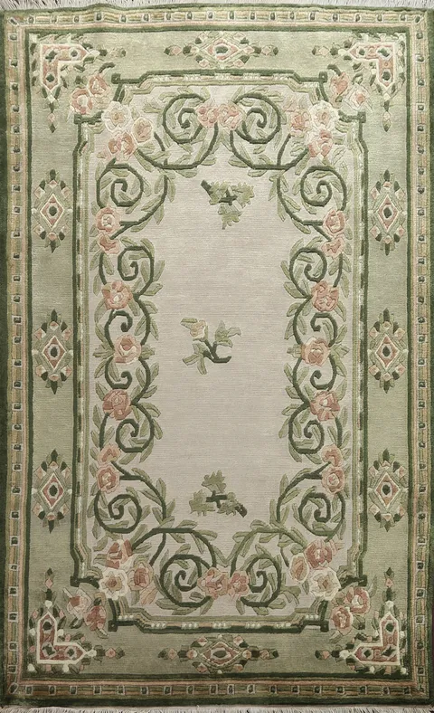 Floral Wool Nepalese Oriental Area Rug 4x6