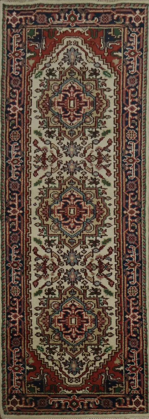 Rustic Elegance Geometric Heriz Serapi Runner Rug 3x9 for Hallways