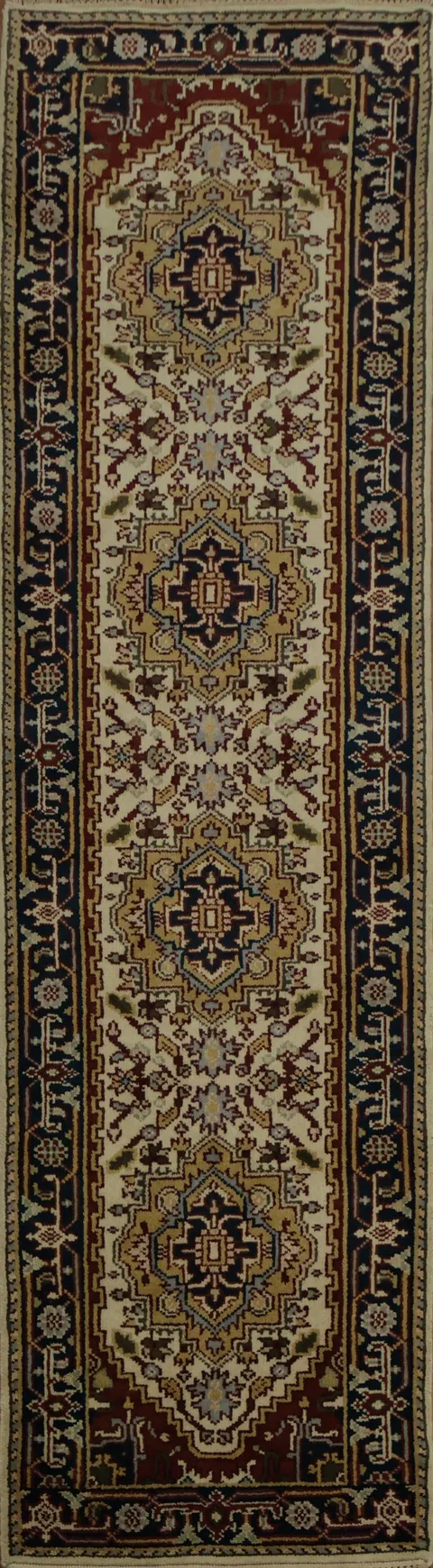 Hand-Knotted Heriz Serapi Oriental Runner Rug 3x10