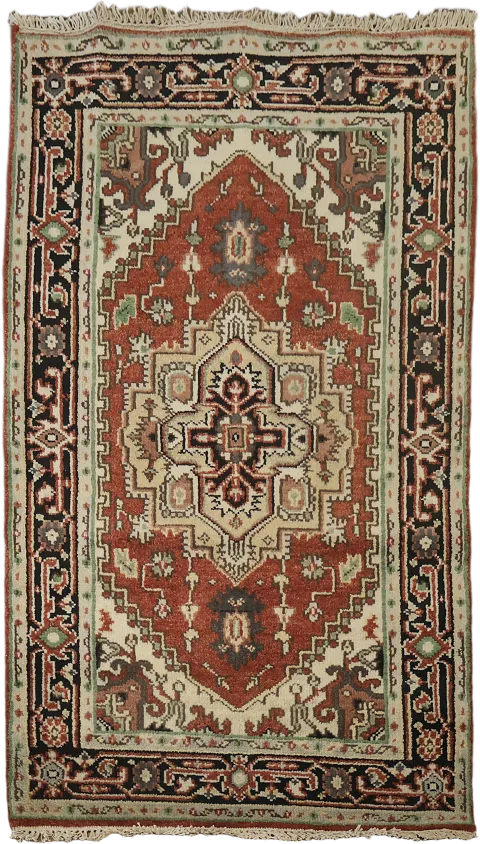 Red Geometric Heriz Serapi Oriental Handmade Rug 3x5