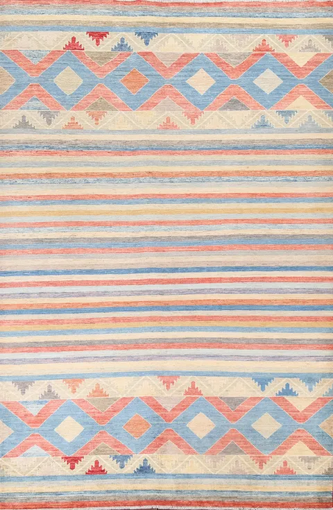 Striped Geometric Gabbeh Kashkoli Oriental Area Rug 6x9