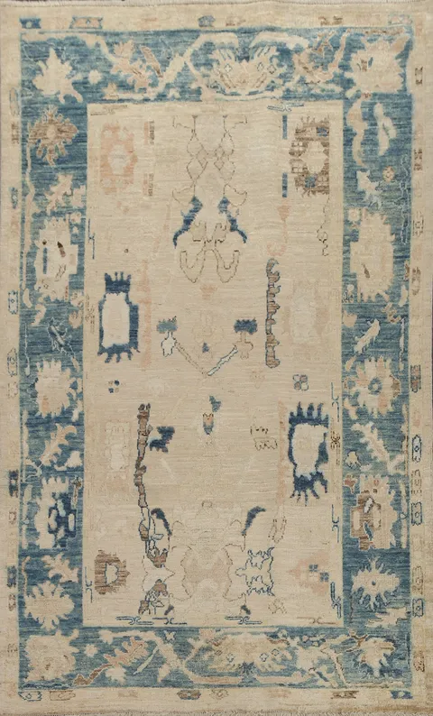 Vegetable Dye Wool Oushak Turkish Rug 5x8
