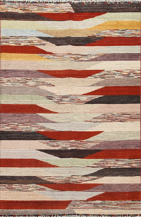 Handmade Wool Gabbeh Kashkoli Oriental Area Rug 5x8