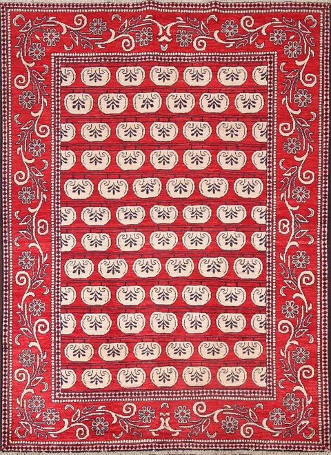 Red Handmade Gabbeh Kashkoli Oriental Area Rug 5x6