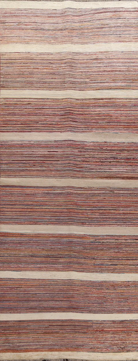 Striped Wool Gabbeh Kashkoli Oriental Runner Rug 5x15