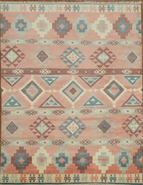 Geometric Wool Abstract Oriental Area Rug 8x10