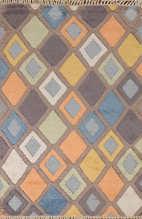 Trellis Wool Moroccan Oriental Handmade Rug 6x8