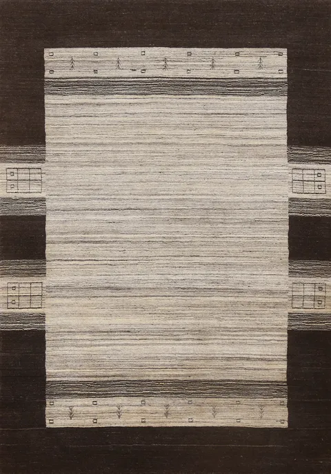 Hand-Knotted Wool Gabbeh Oriental Area Rug 5x7