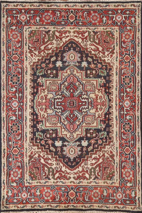 Geometric Wool Heriz Serapi Oriental Handmade Rug 4x6