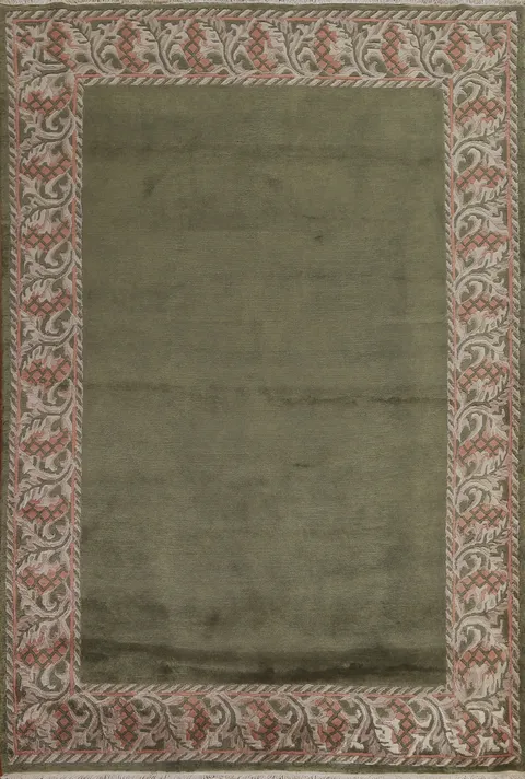 Green Handmade Nepalese Oriental Area Rug 6x8