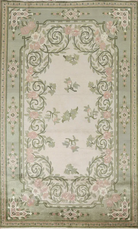 Handmade Floral Nepalese Oriental Wool Rug 6x9
