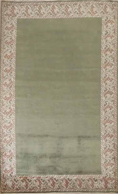 Green Wool Nepalese Oriental Handmade Rug 6x10