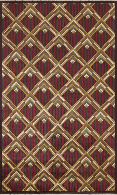 Trellis Wool Nepalese Oriental Handmade Rug 5x8