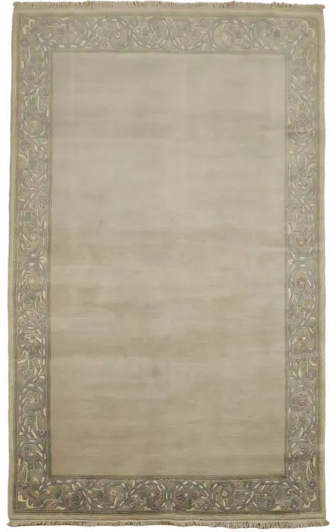 Timeless Simplicity: Beige Rug with Decorative Border 5x8