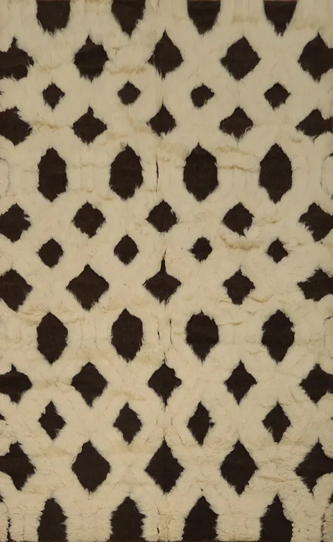 Chic and Modern Dark Brown on Cream Moroccan Area Rug 6x8