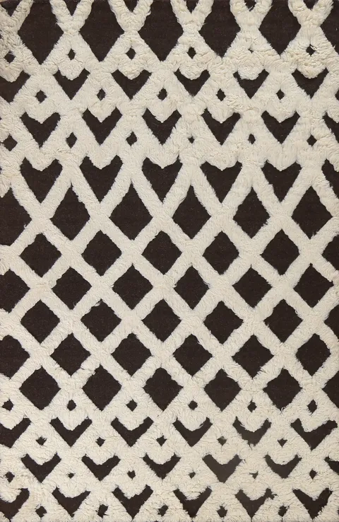 Black & White Moroccan Oriental Wool Rug 6x8