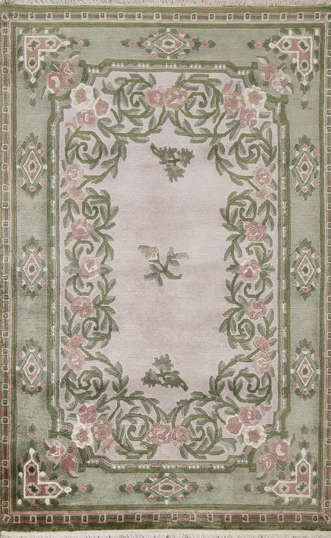 Floral Wool Nepalese Oriental Area Rug 4x6