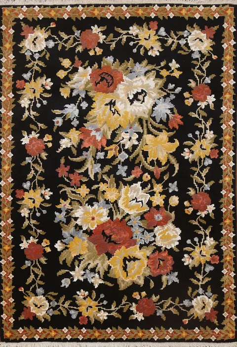 Vegetable Dye Aubusson Oriental Area Rug 4x6