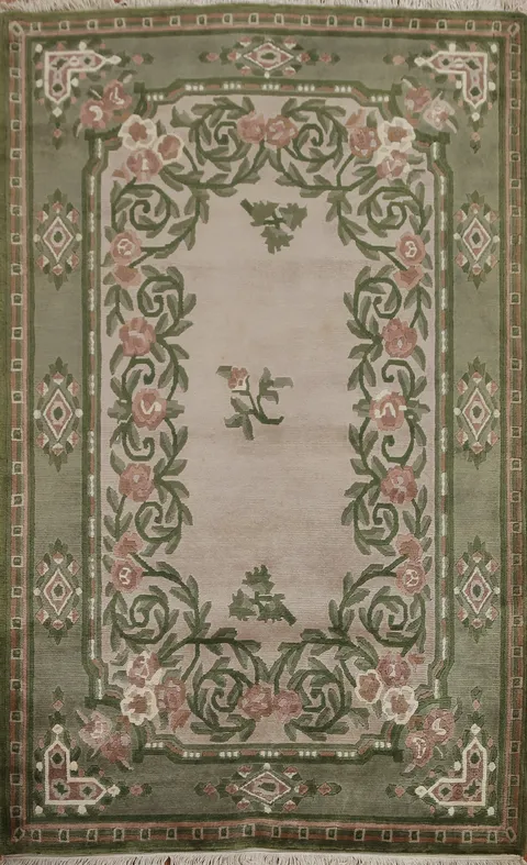Hand-Knotted Wool Nepalese Oriental Area Rug 4x6