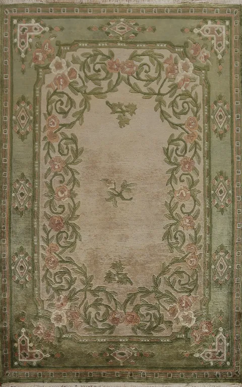 Handmade Wool Nepalese Oriental Area Rug 4x5