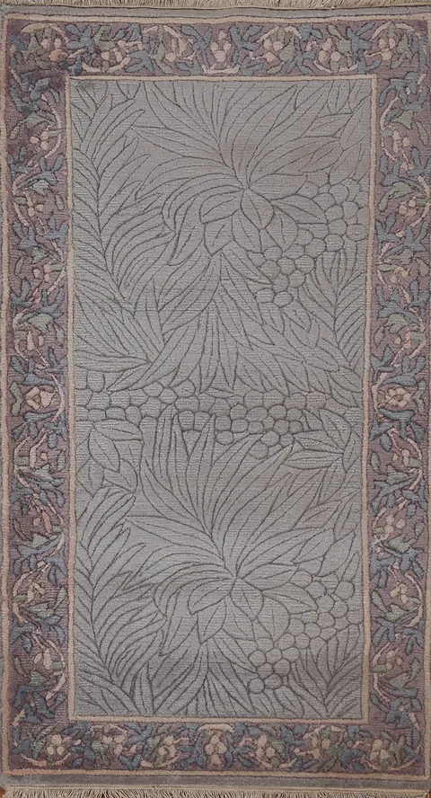 Nature Print Nepalese Oriental Runner Rug 2x5