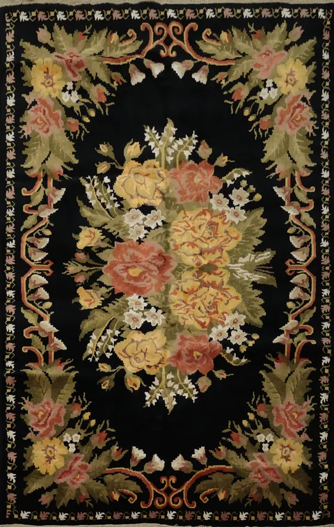 Floral Aubusson Vegetable Dye Area Rug 6x8 to Elevate Your Living Space