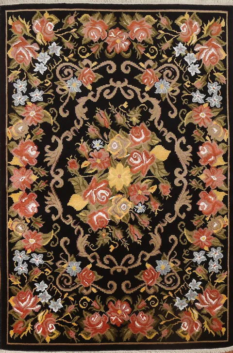 Vegetable Dye Aubusson Oriental Wool Rug 6x8