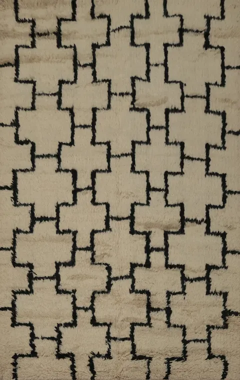 Geometric Wool Moroccan Oriental Area Rug 5x7